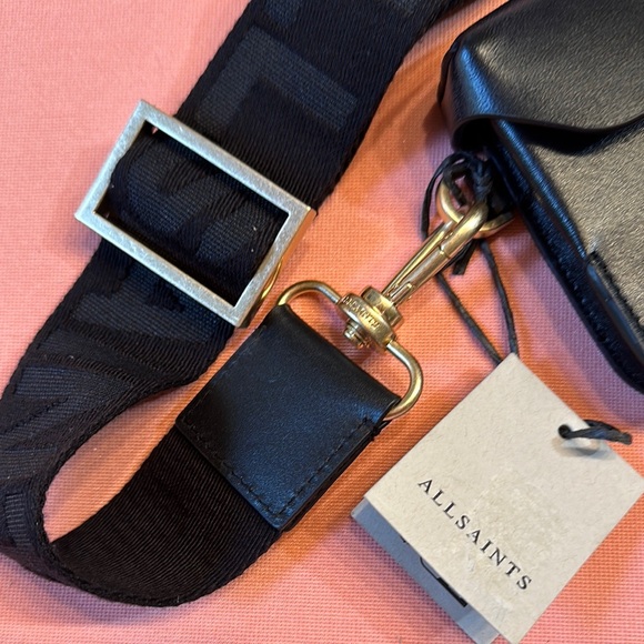 AllSaints Black Leather Crossbody Bag - Picture 3 of 9